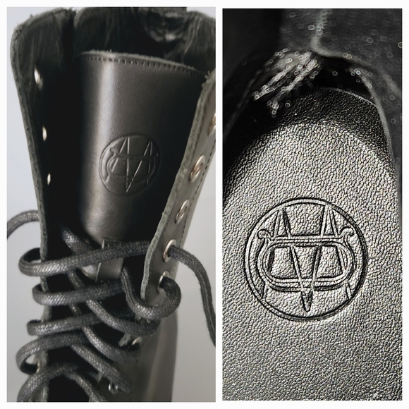 Massimo Dutti Black Leather Lace-Up Boots US 9 EU 40 Combat Biker Ankle Zipper - Picture 6 of 14